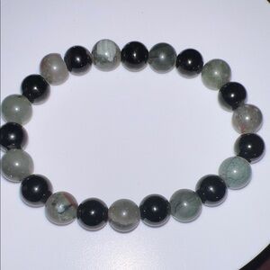 Beaded Stretch Bracelet in bloodstone